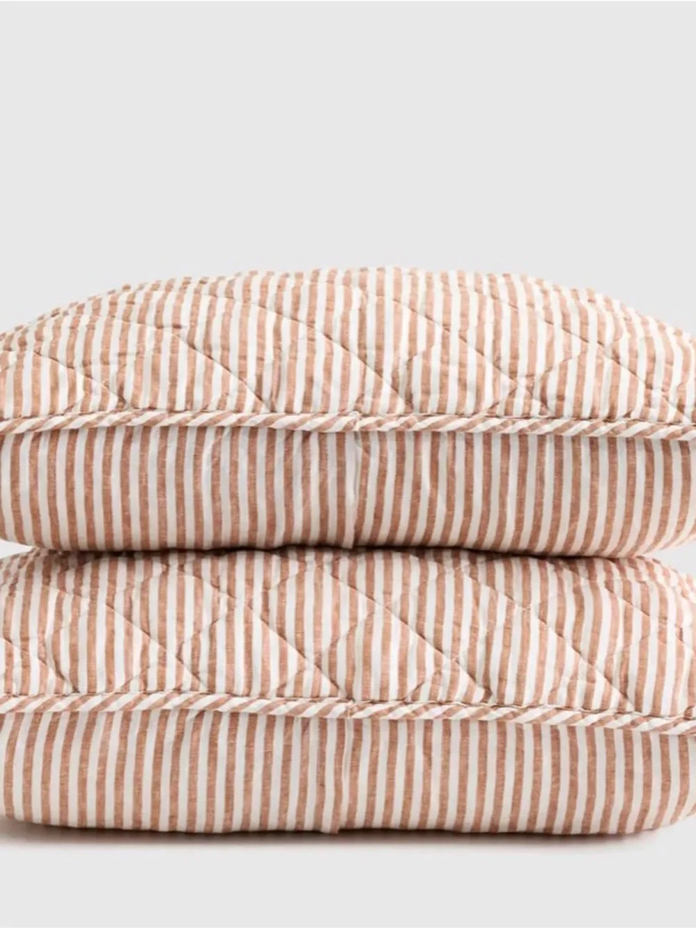 Quince European linen striped sham set/Terracotta/White Stripe/standard